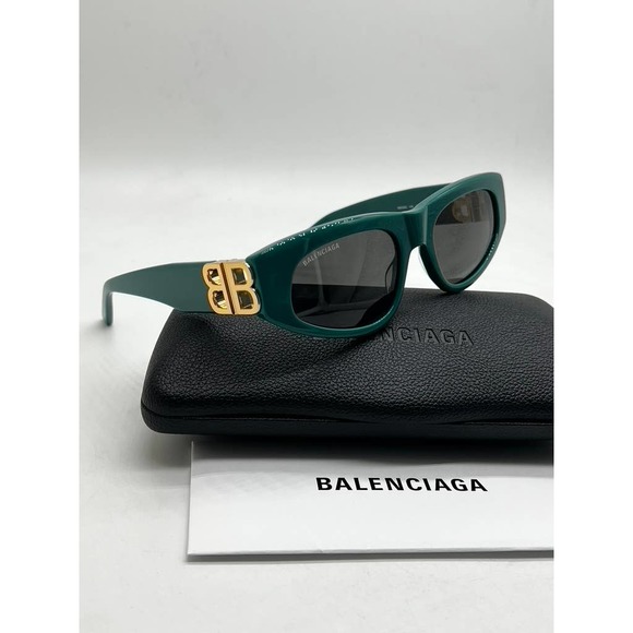 NEW Balenciaga BB0095S Green Logo Sunglasses - Picture 4 of 6